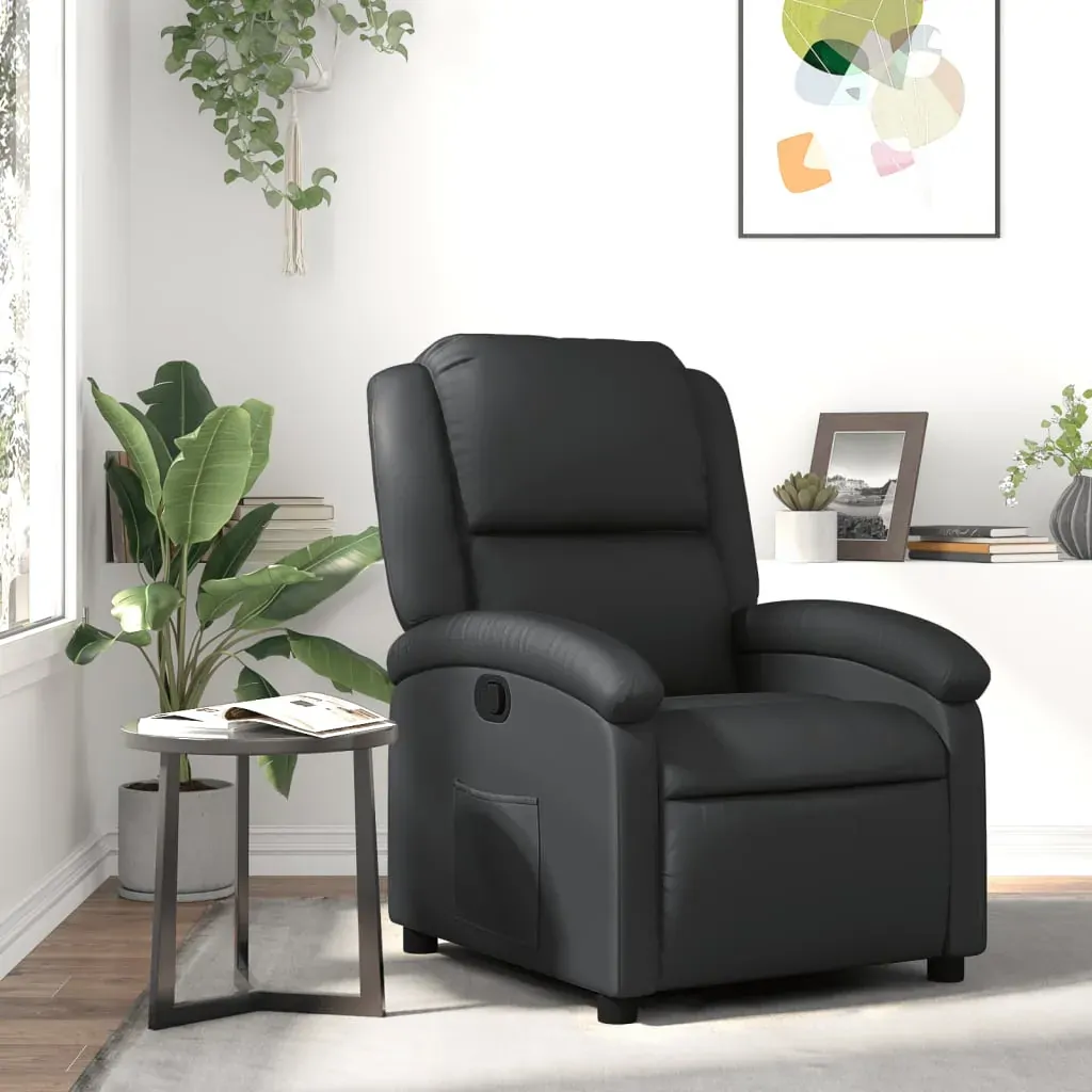 Recliner Chair Black Real Leather Recliner Chair Black Real Leather