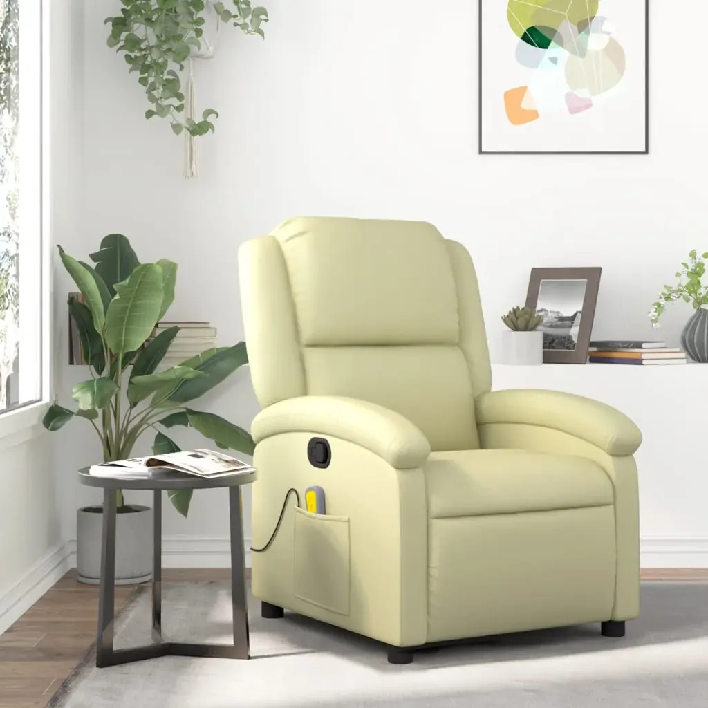 Massage Recliner Chair Cream Real Leather Massage Recliner Chair Cream Real Leather