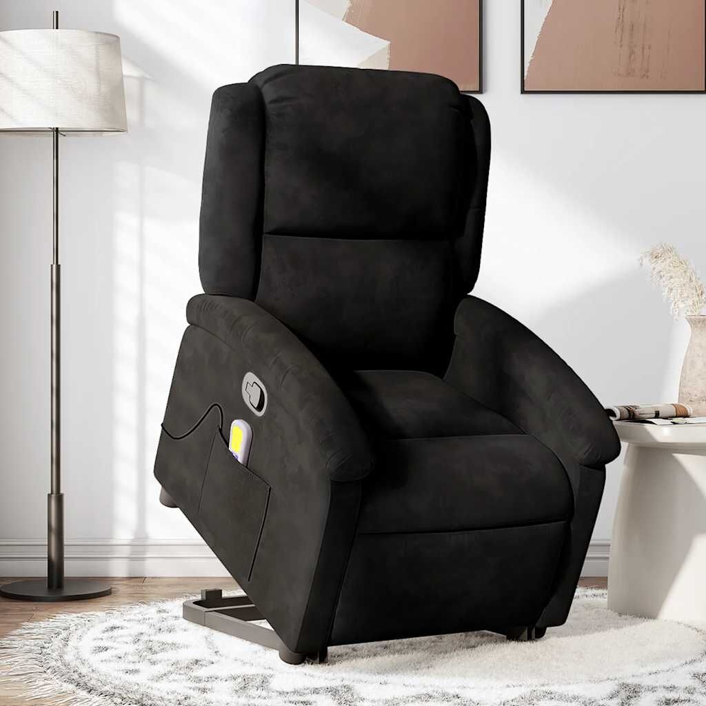 Stand up Massage Recliner Chair Black Velvet Stand up Massage Recliner Chair Black Velvet