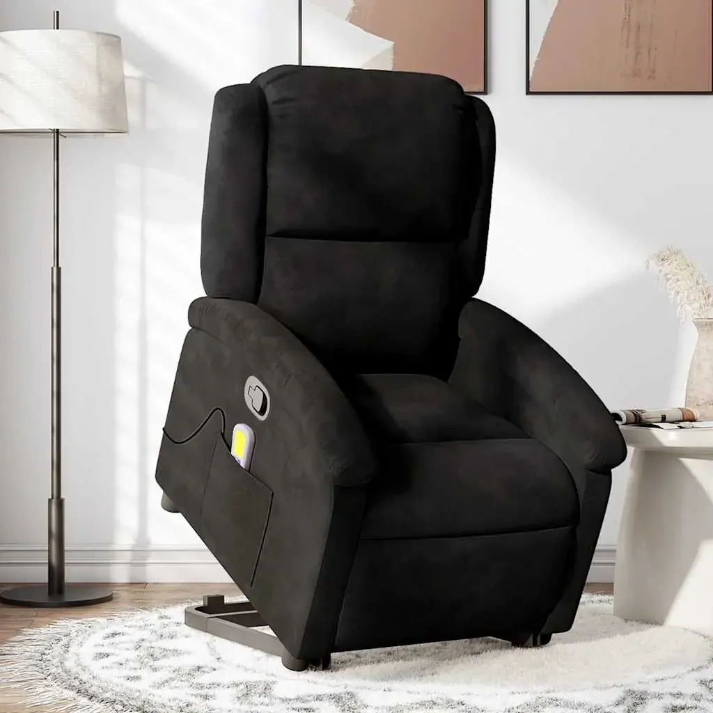 Stand up Massage Recliner Chair Black Velvet Stand up Massage Recliner Chair Black Velvet