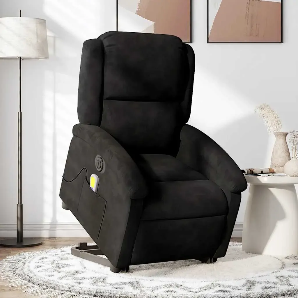 Electric Stand up Massage Recliner Chair Black Velvet Electric Stand up Massage Recliner Chair Black Velvet