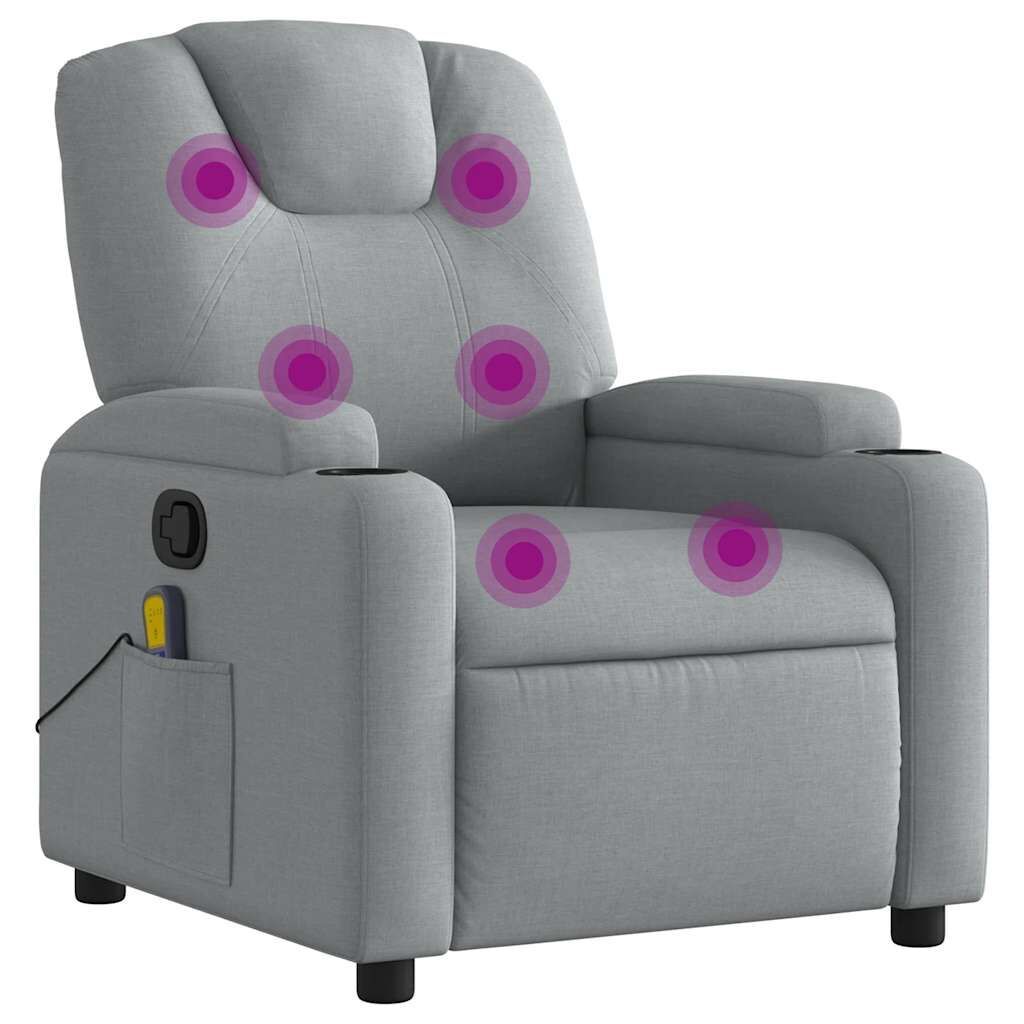 Massage Recliner Chair Light Grey Fabric Massage Recliner Chair Light Grey Fabric