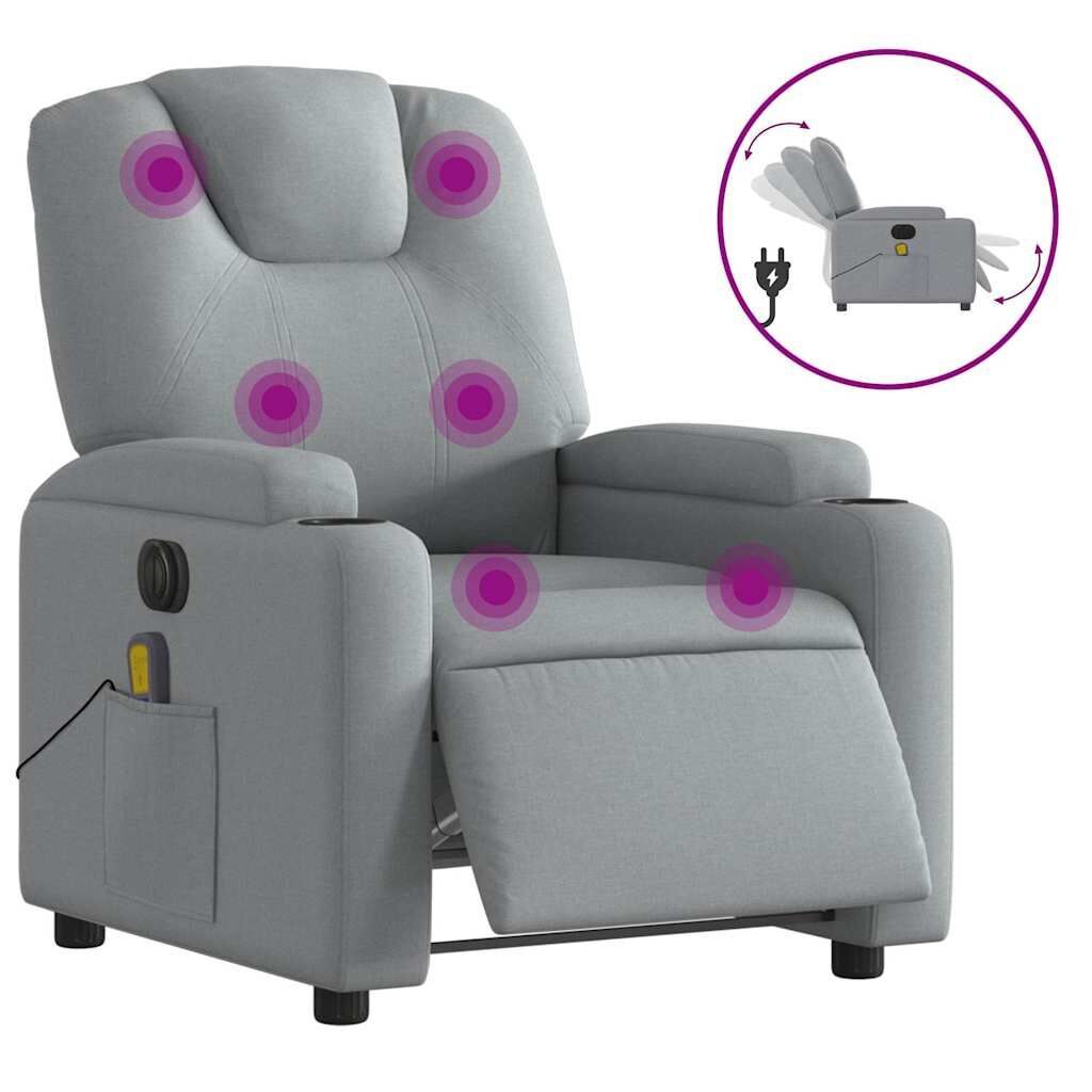 Electric Massage Recliner Chair Light Grey Fabric Electric Massage Recliner Chair Light Grey Fabric