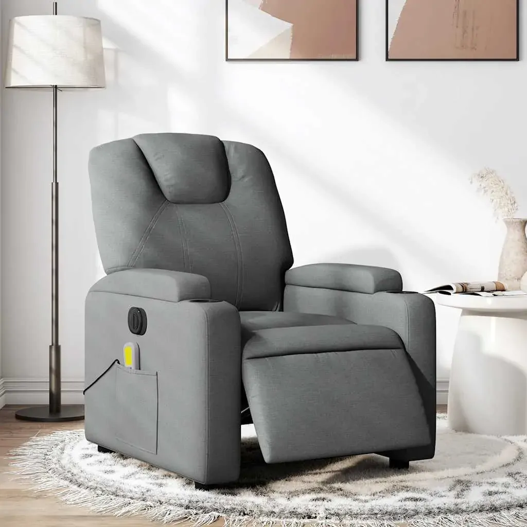 Electric Massage Recliner Chair Dark Grey Fabric Electric Massage Recliner Chair Dark Grey Fabric