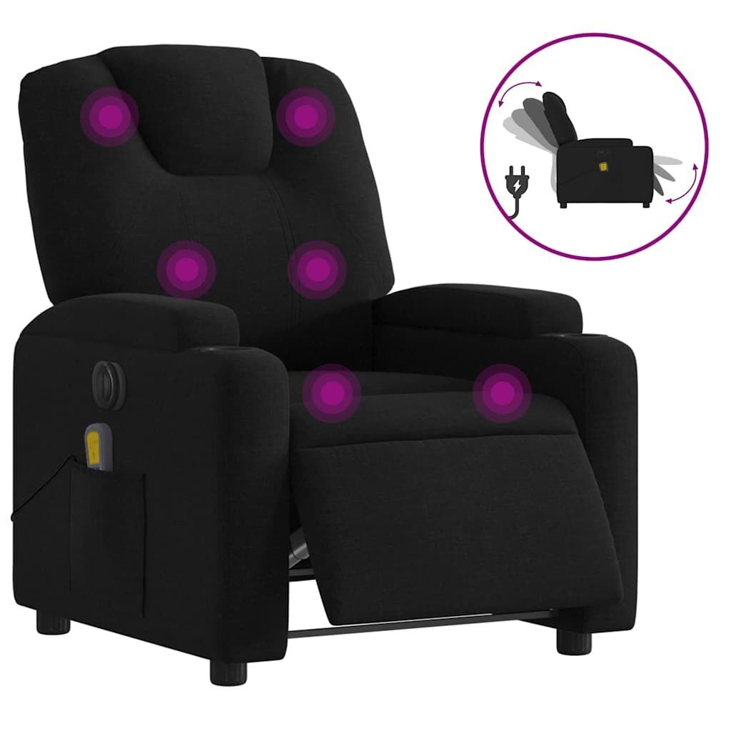 Electric Massage Recliner Chair Black Fabric Electric Massage Recliner Chair Black Fabric