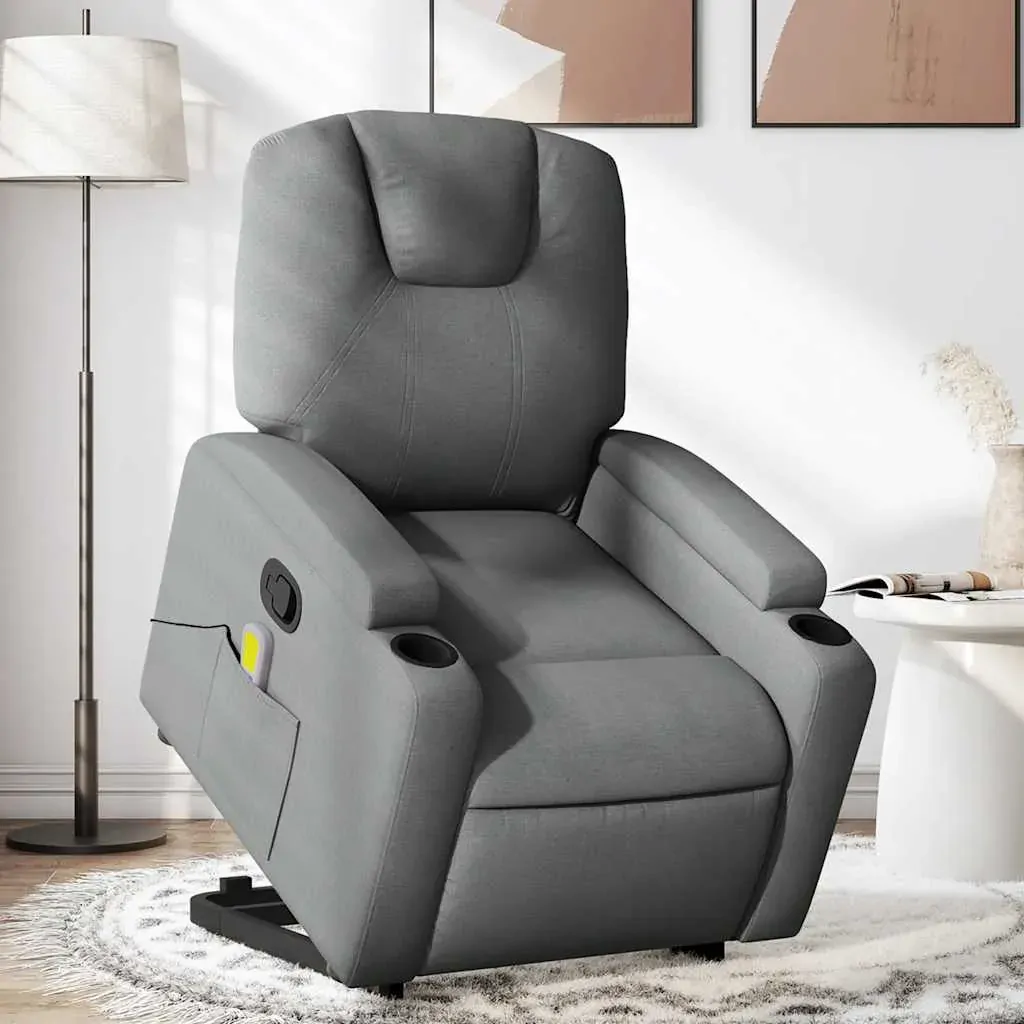 Stand up Massage Recliner Chair Dark Grey Fabric Stand up Massage Recliner Chair Dark Grey Fabric