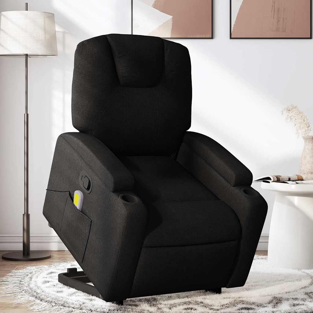 Stand up Massage Recliner Chair Black Fabric Stand up Massage Recliner Chair Black Fabric