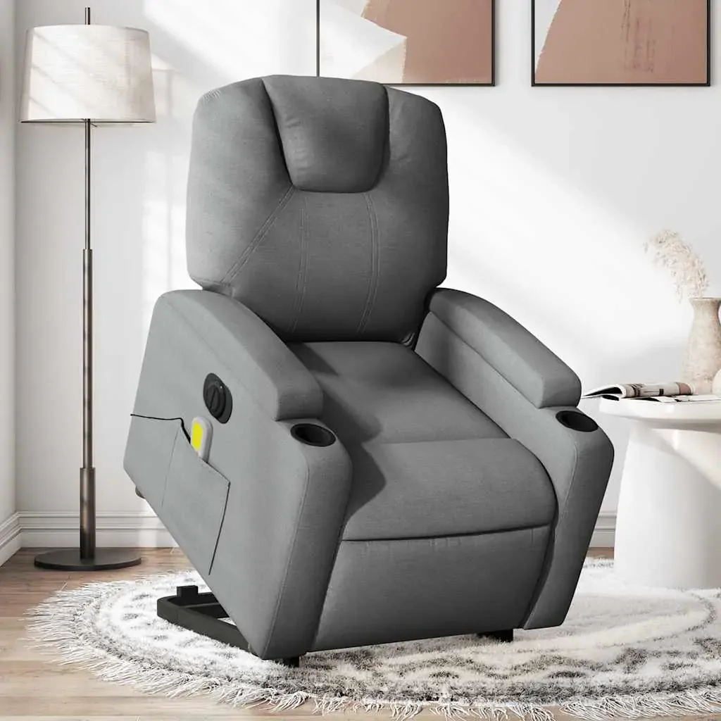 Electric Stand up Massage Recliner Chair Dark Grey Fabric Electric Stand up Massage Recliner Chair Dark Grey Fabric