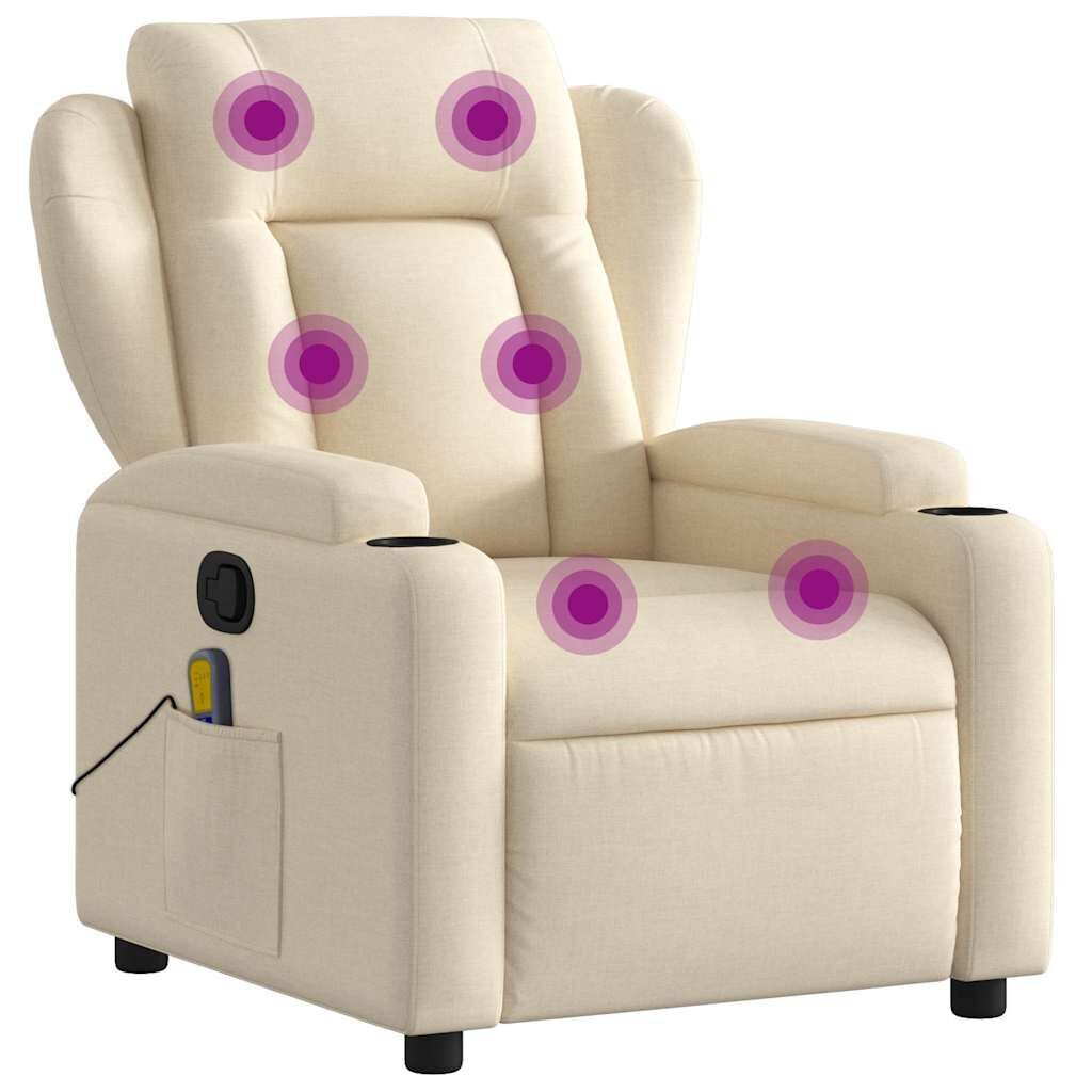 Massage Recliner Chair Cream Fabric Massage Recliner Chair Cream Fabric