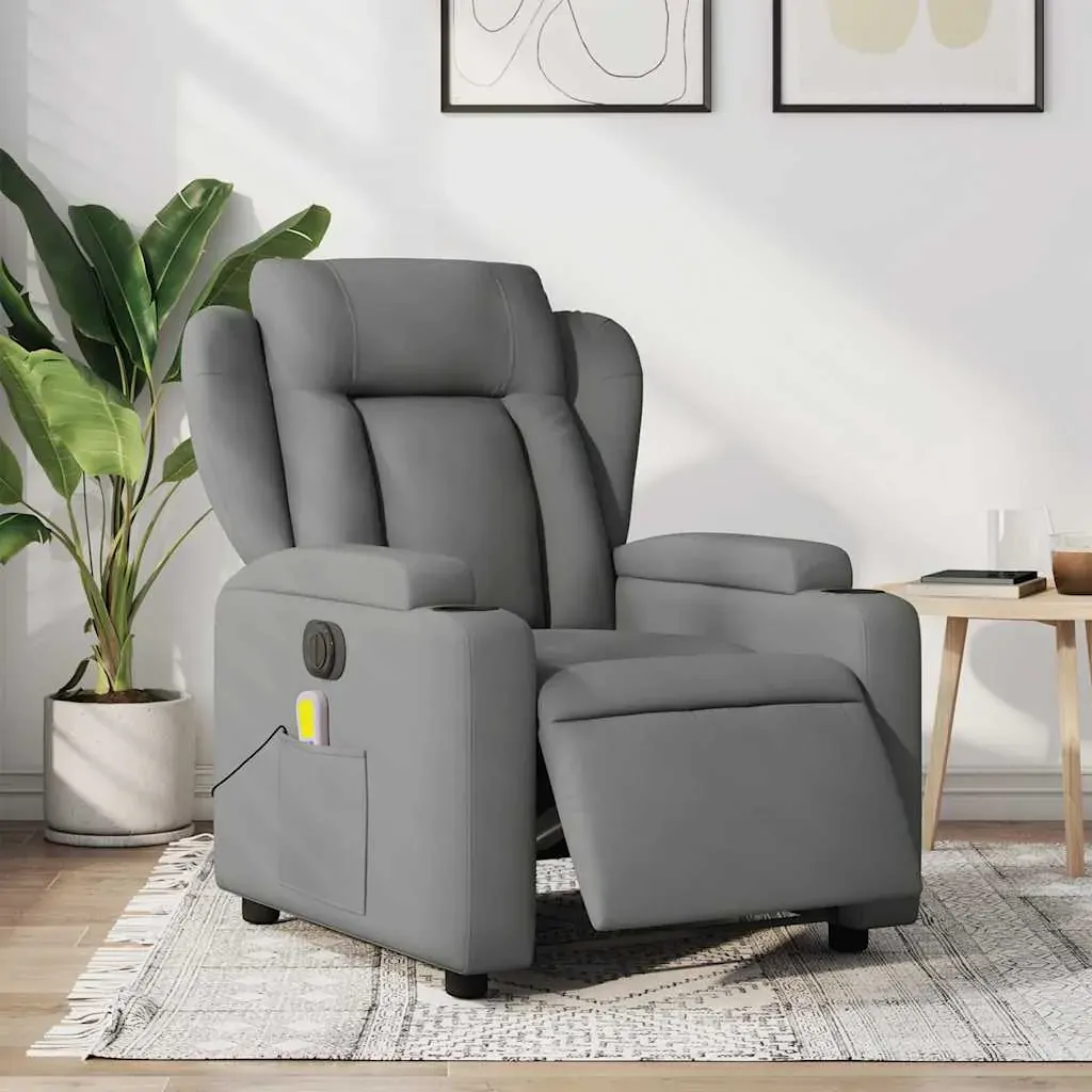 Electric Massage Recliner Chair Dark Grey Fabric Electric Massage Recliner Chair Dark Grey Fabric