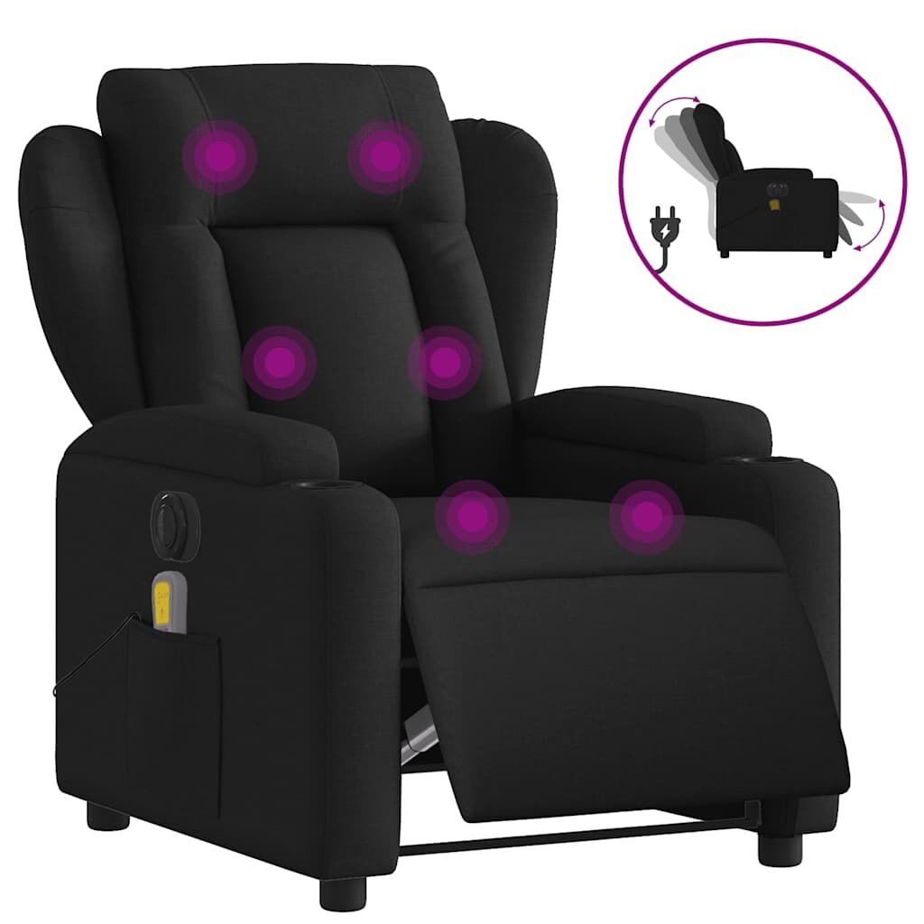 Electric Massage Recliner Chair Black Fabric Electric Massage Recliner Chair Black Fabric