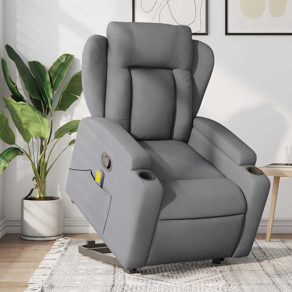 Stand up Massage Recliner Chair Light Grey Fabric Stand up Massage Recliner Chair Light Grey Fabric