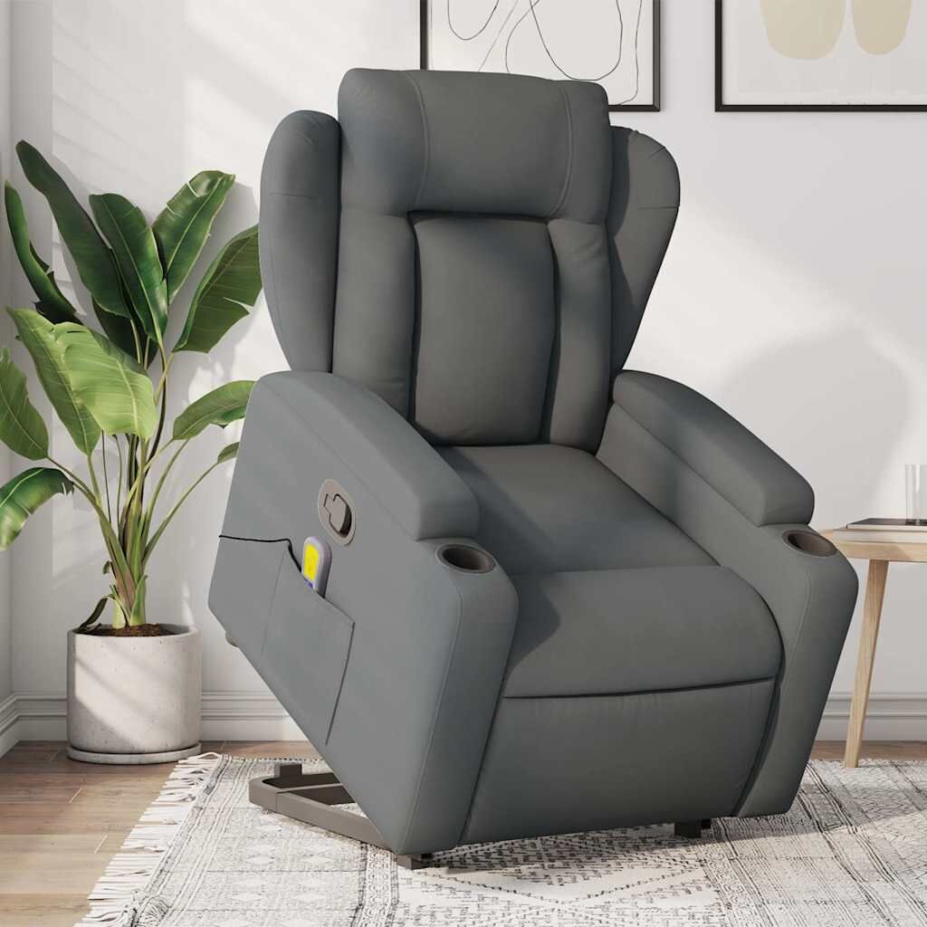 Stand up Massage Recliner Chair Dark Grey Fabric Stand up Massage Recliner Chair Dark Grey Fabric