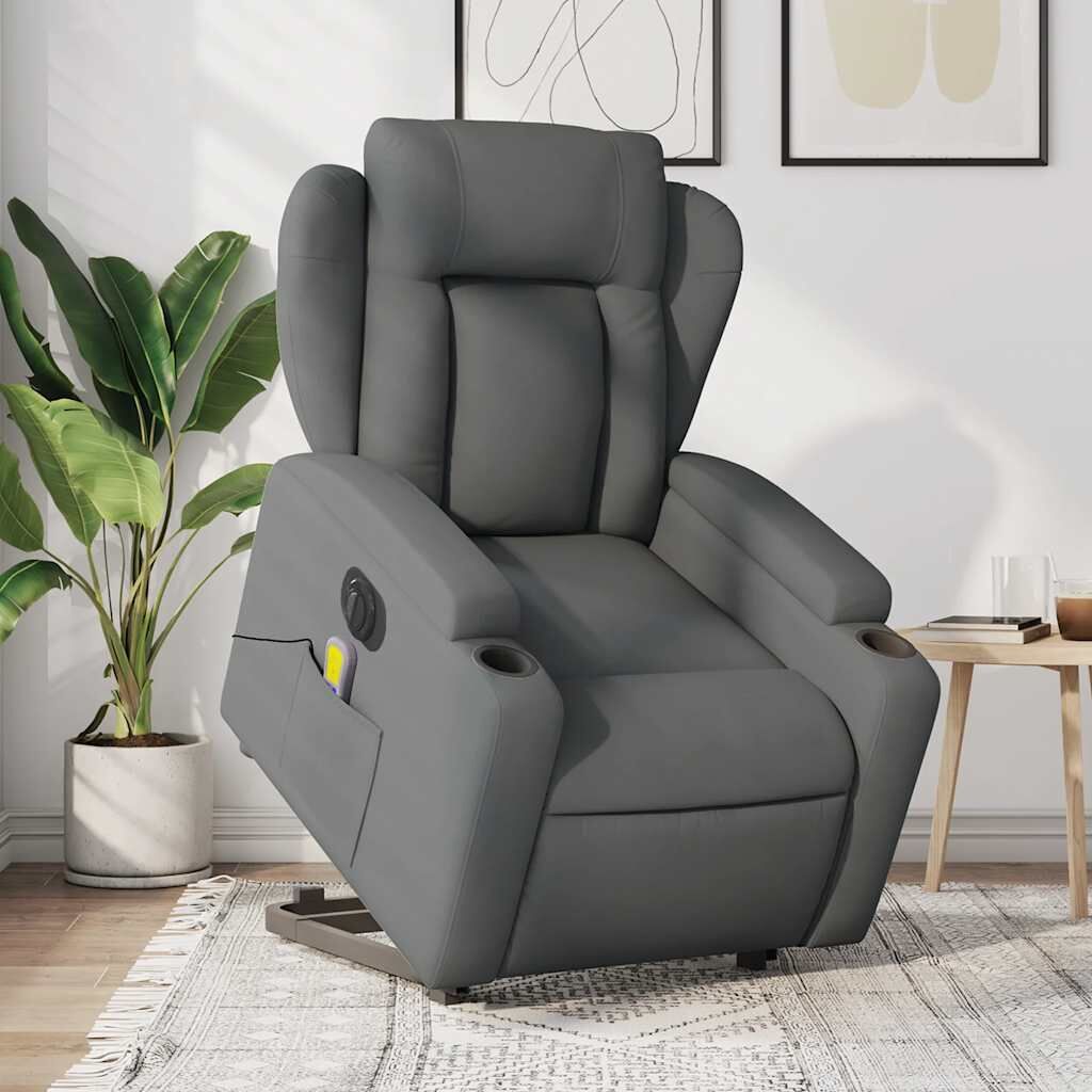 Electric Stand up Massage Recliner Chair Dark Grey Fabric Electric Stand up Massage Recliner Chair Dark Grey Fabric