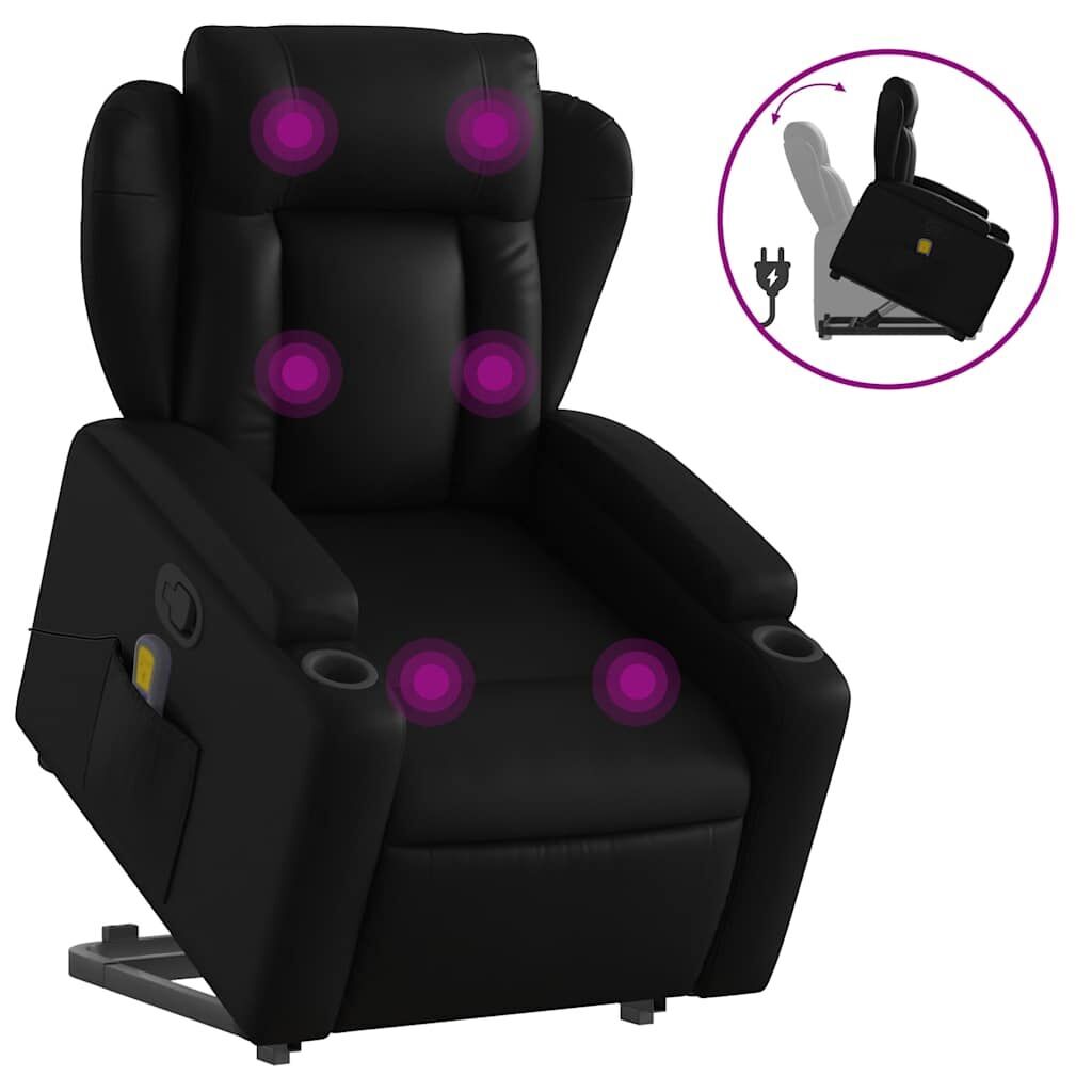 Stand up Massage Recliner Chair Black Faux Leather Stand up Massage Recliner Chair Black Faux Leather