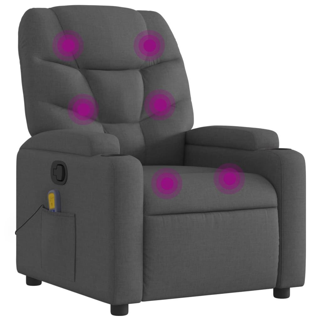 Massage Recliner Chair Dark Grey Fabric Massage Recliner Chair Dark Grey Fabric