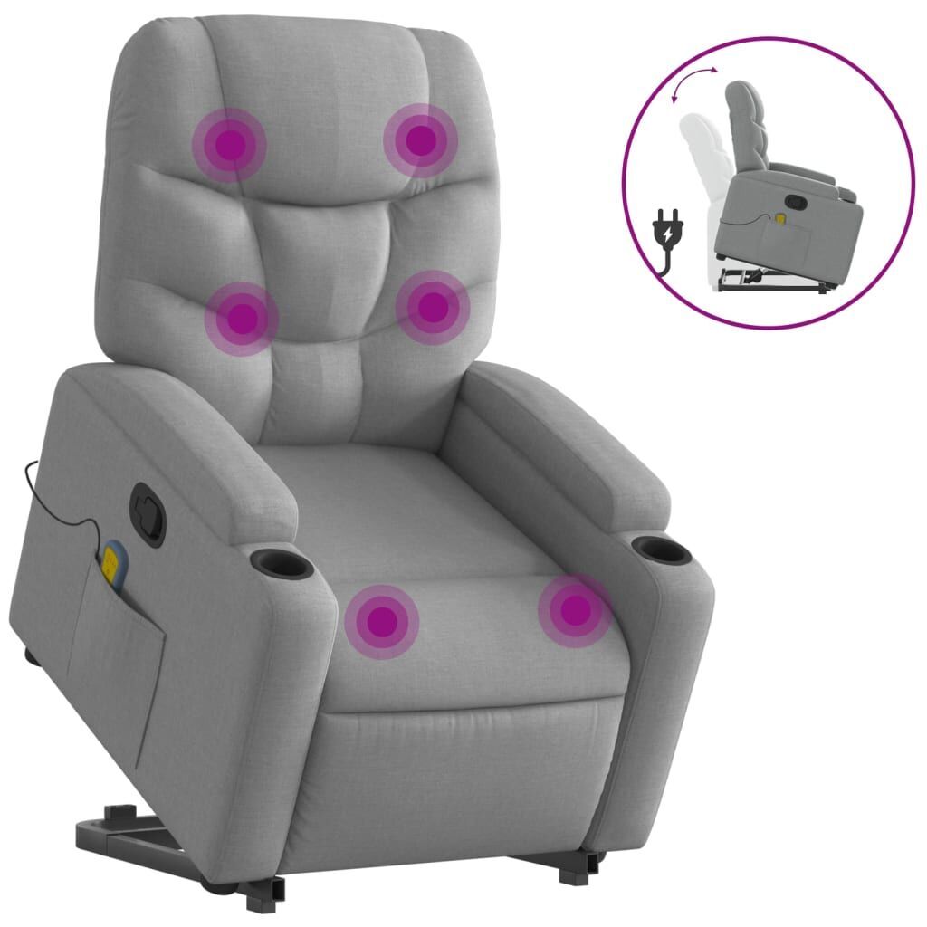 Stand up Massage Recliner Chair Light Grey Fabric Stand up Massage Recliner Chair Light Grey Fabric