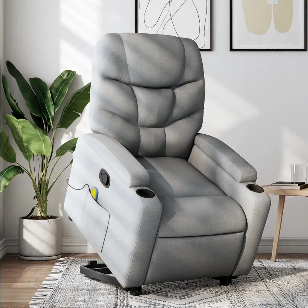 Stand up Massage Recliner Chair Light Grey Fabric Stand up Massage Recliner Chair Light Grey Fabric
