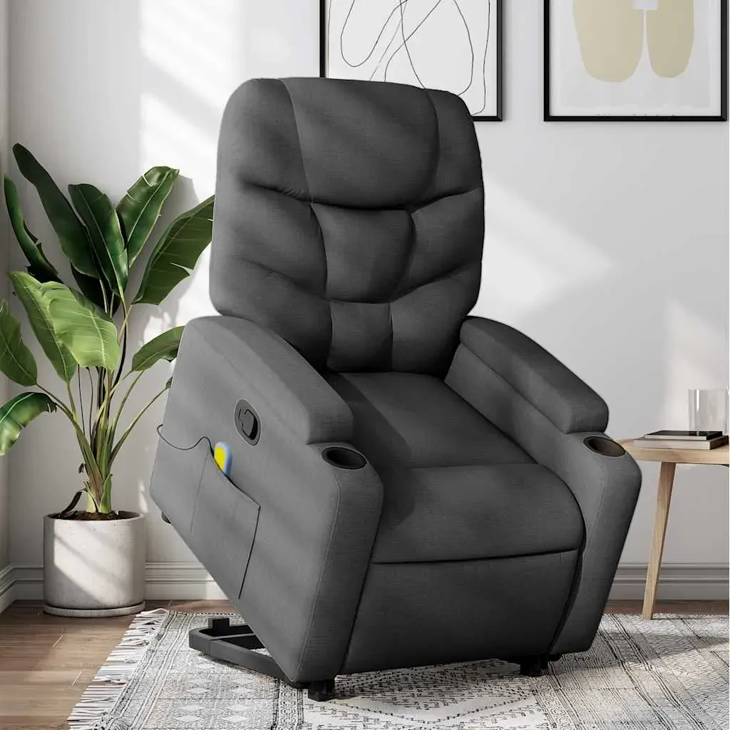 Stand up Massage Recliner Chair Dark Grey Fabric Stand up Massage Recliner Chair Dark Grey Fabric