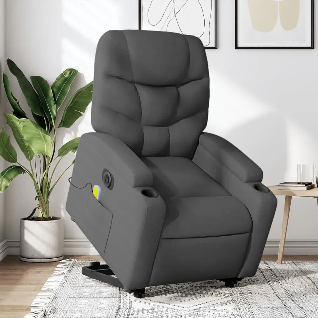 Electric Stand up Massage Recliner Chair Dark Grey Fabric Electric Stand up Massage Recliner Chair Dark Grey Fabric