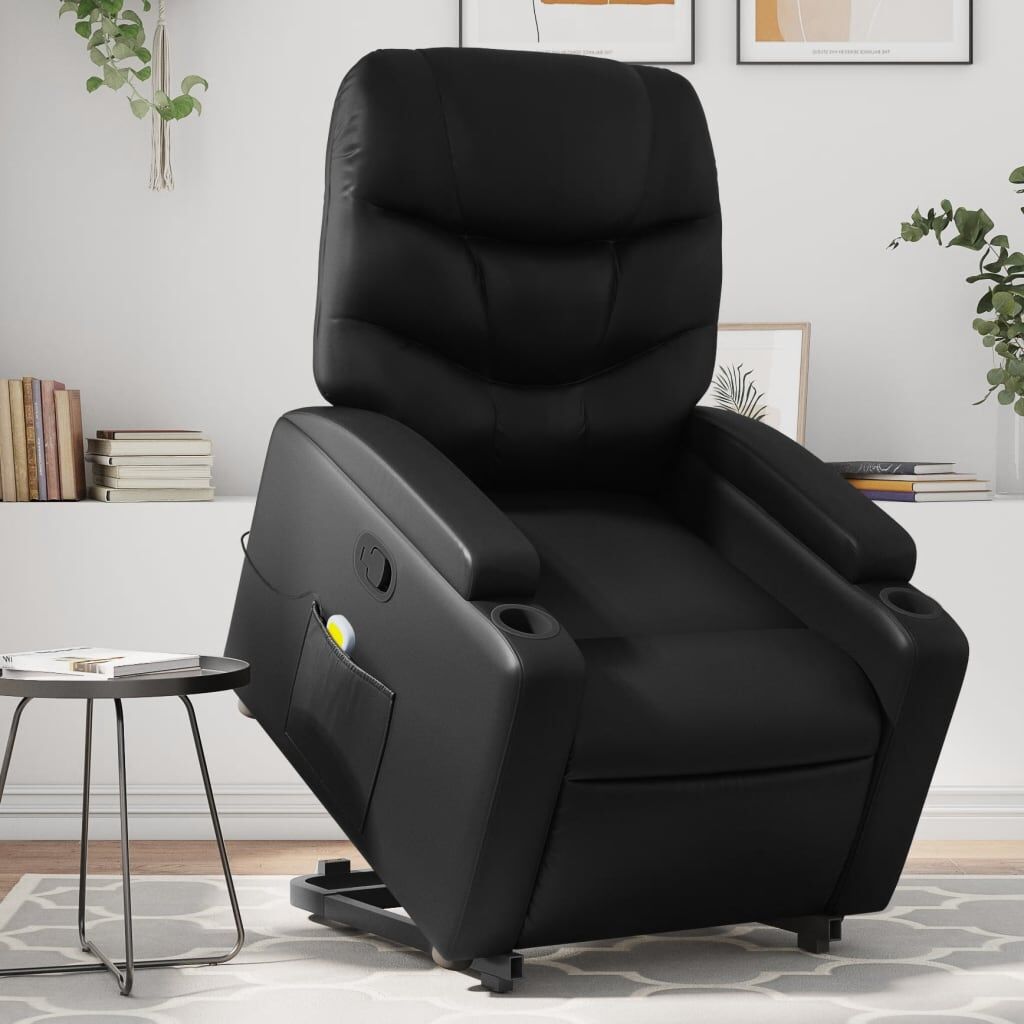Stand up Massage Recliner Chair Black Faux Leather Stand up Massage Recliner Chair Black Faux Leather