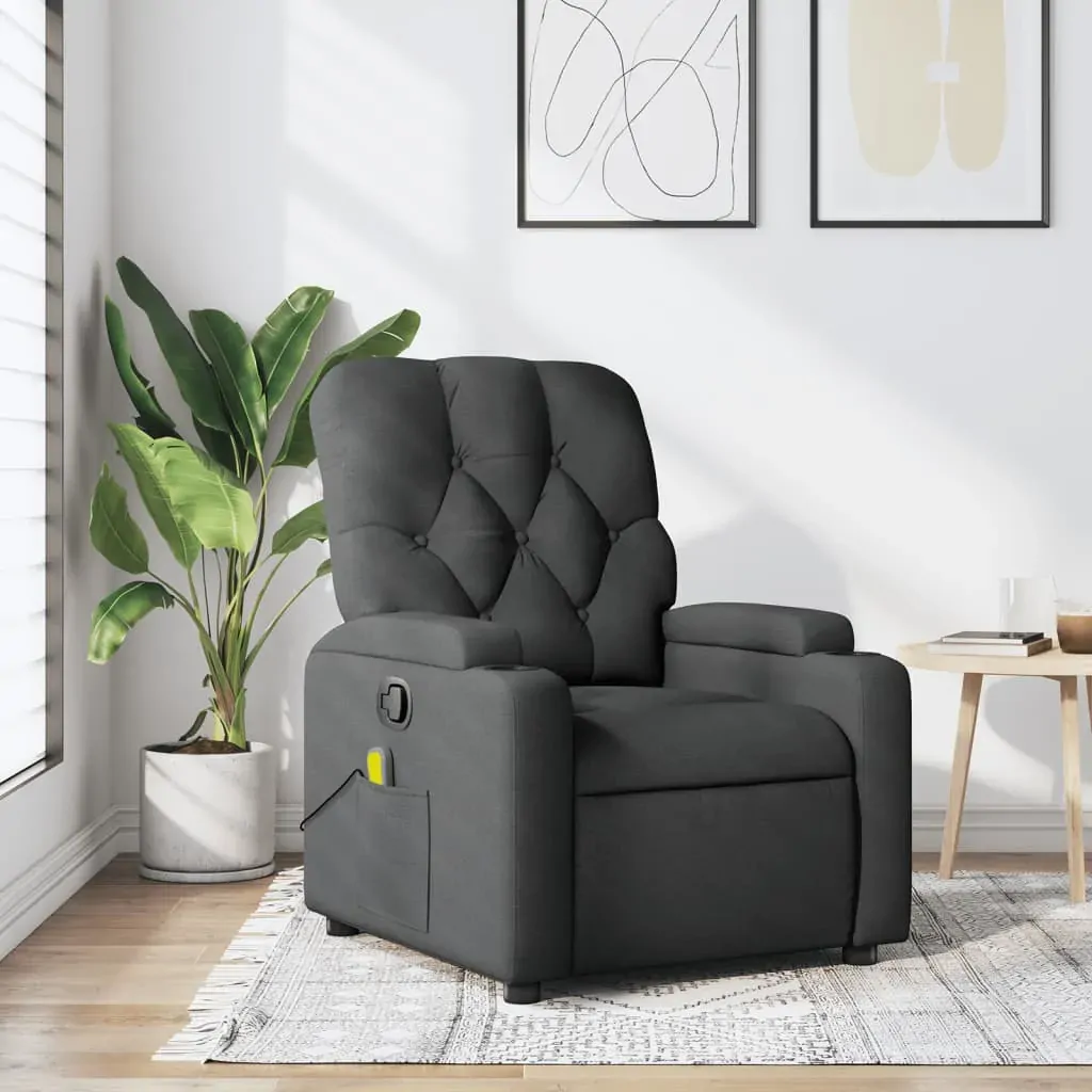 Massage Recliner Chair Dark Grey Fabric Massage Recliner Chair Dark Grey Fabric