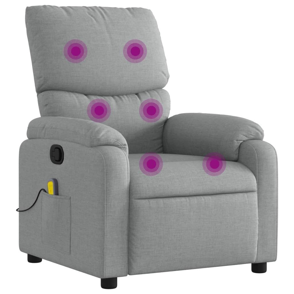 Massage Recliner Chair Light Grey Fabric Massage Recliner Chair Light Grey Fabric