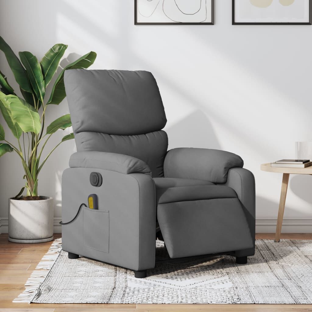 Electric Massage Recliner Chair Dark Grey Fabric Electric Massage Recliner Chair Dark Grey Fabric