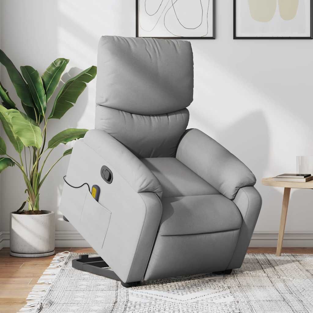 Stand up Massage Recliner Chair Light Grey Fabric Stand up Massage Recliner Chair Light Grey Fabric