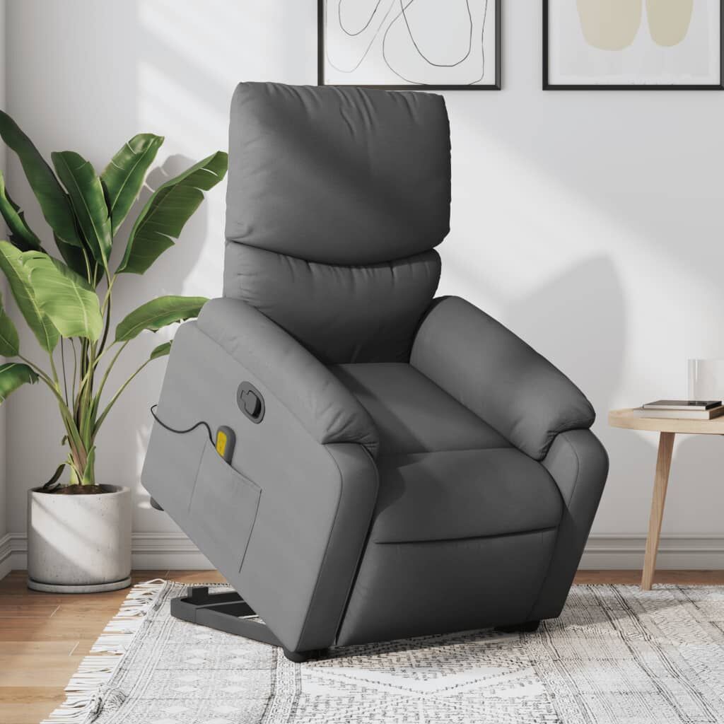 Stand up Massage Recliner Chair Dark Grey Fabric Stand up Massage Recliner Chair Dark Grey Fabric