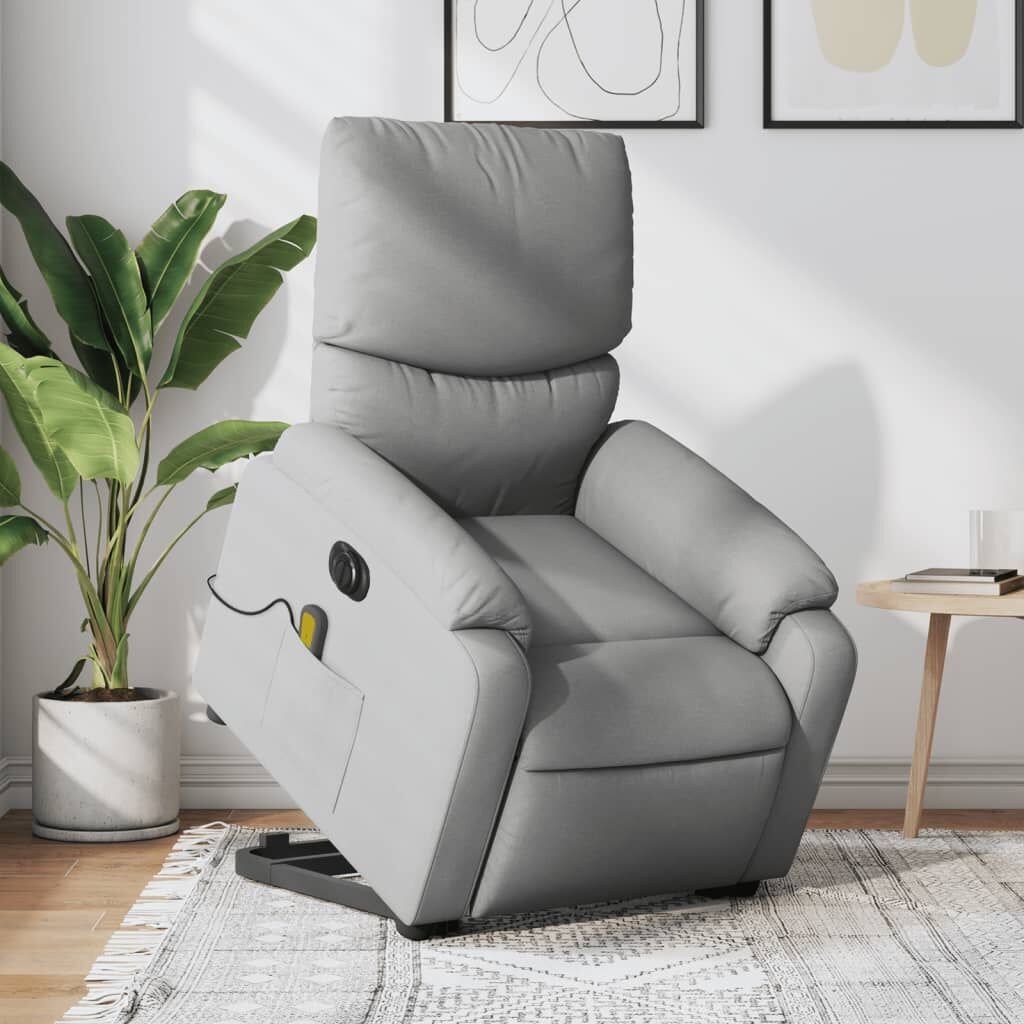 Electric Stand up Massage Recliner Chair Light Grey Fabric Electric Stand up Massage Recliner Chair Light Grey Fabric