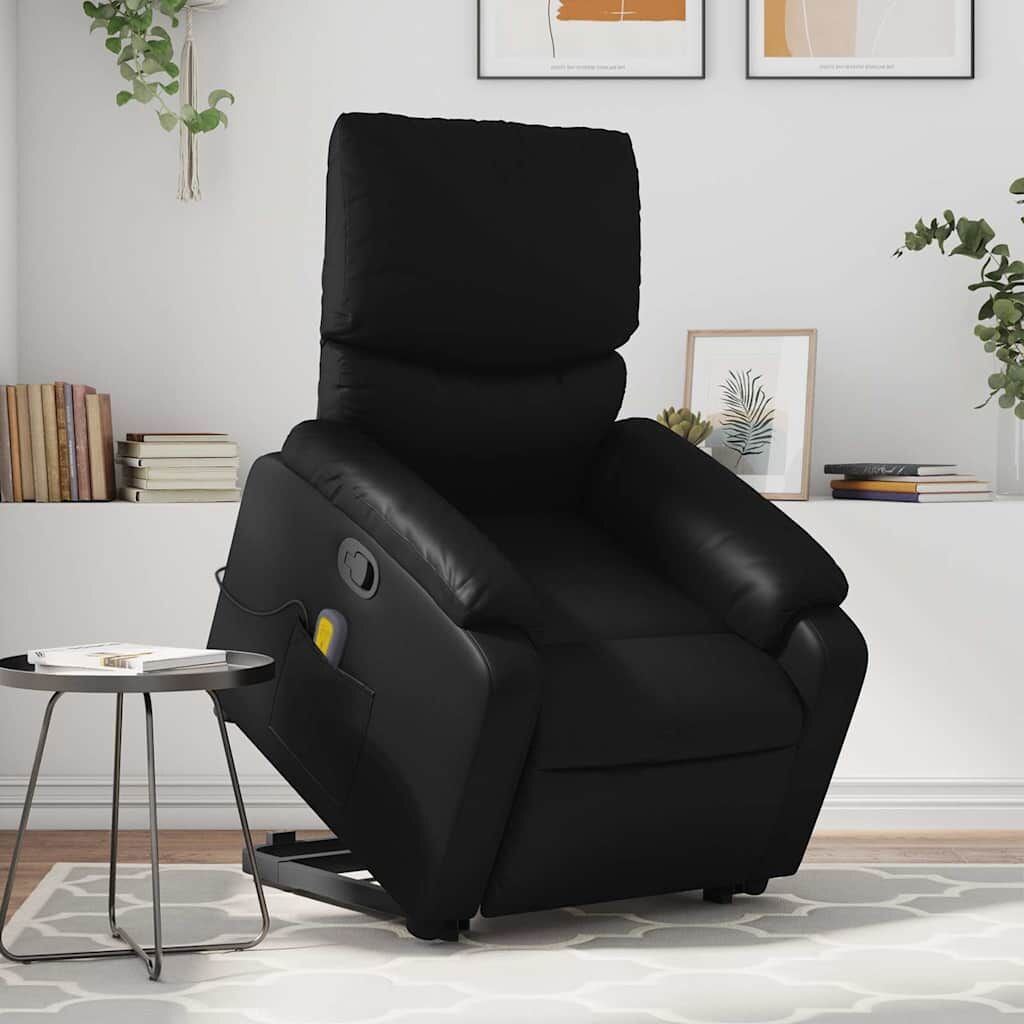 Stand up Massage Recliner Chair Black Faux Leather Stand up Massage Recliner Chair Black Faux Leather