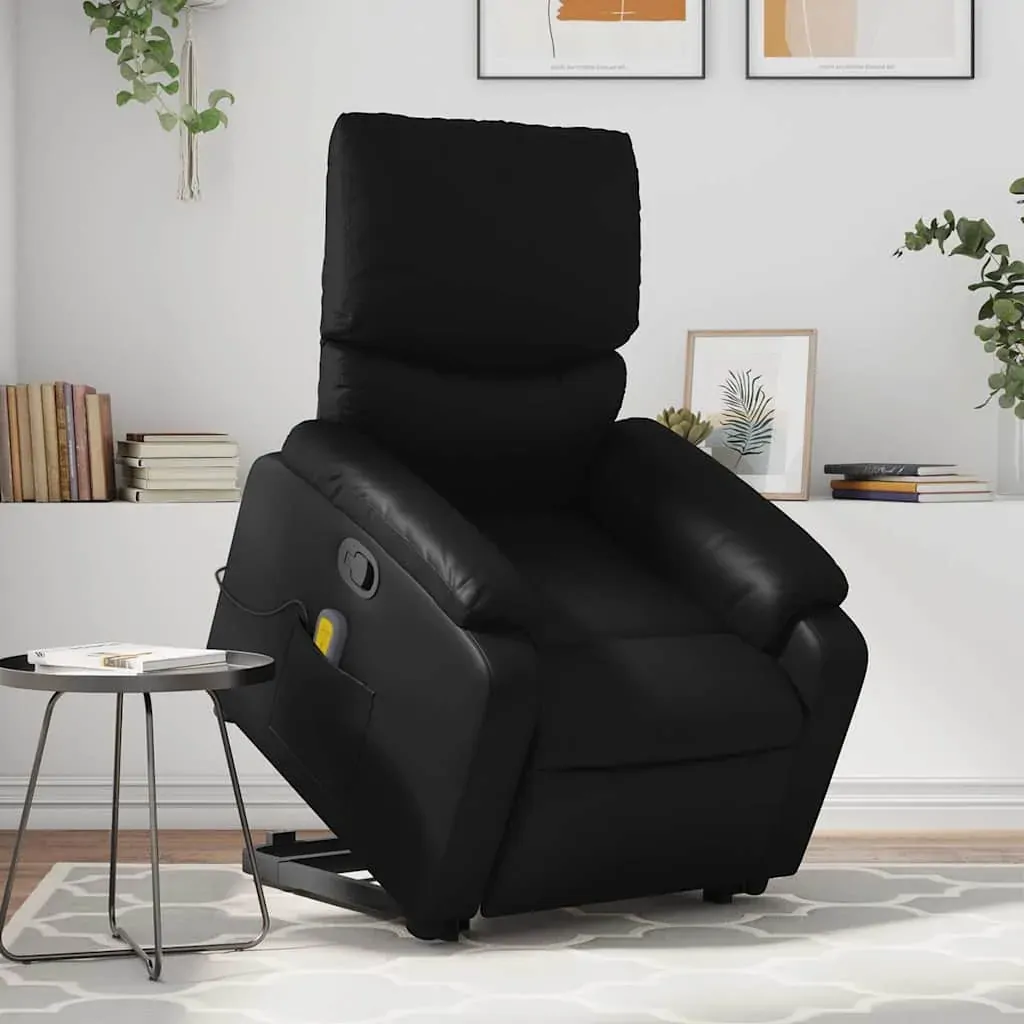 Stand up Massage Recliner Chair Black Faux Leather Stand up Massage Recliner Chair Black Faux Leather