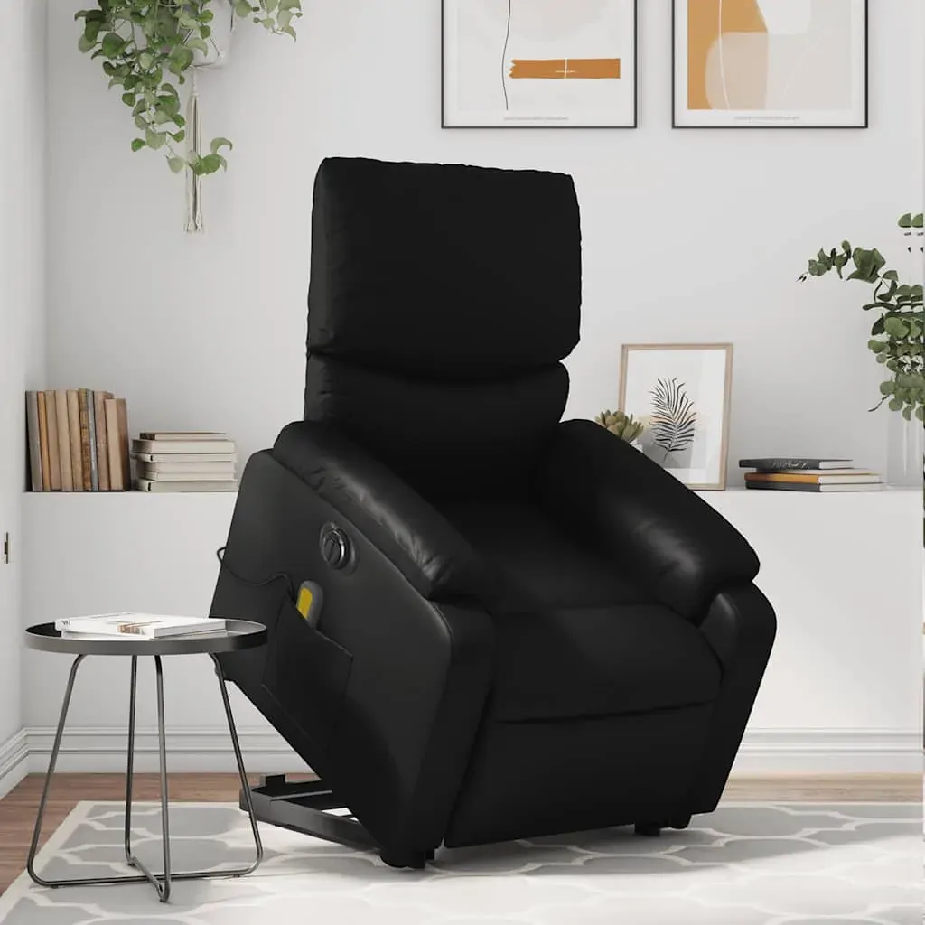 Electric Stand up Massage Recliner Chair Black Faux Leather Electric Stand up Massage Recliner Chair Black Faux Leather