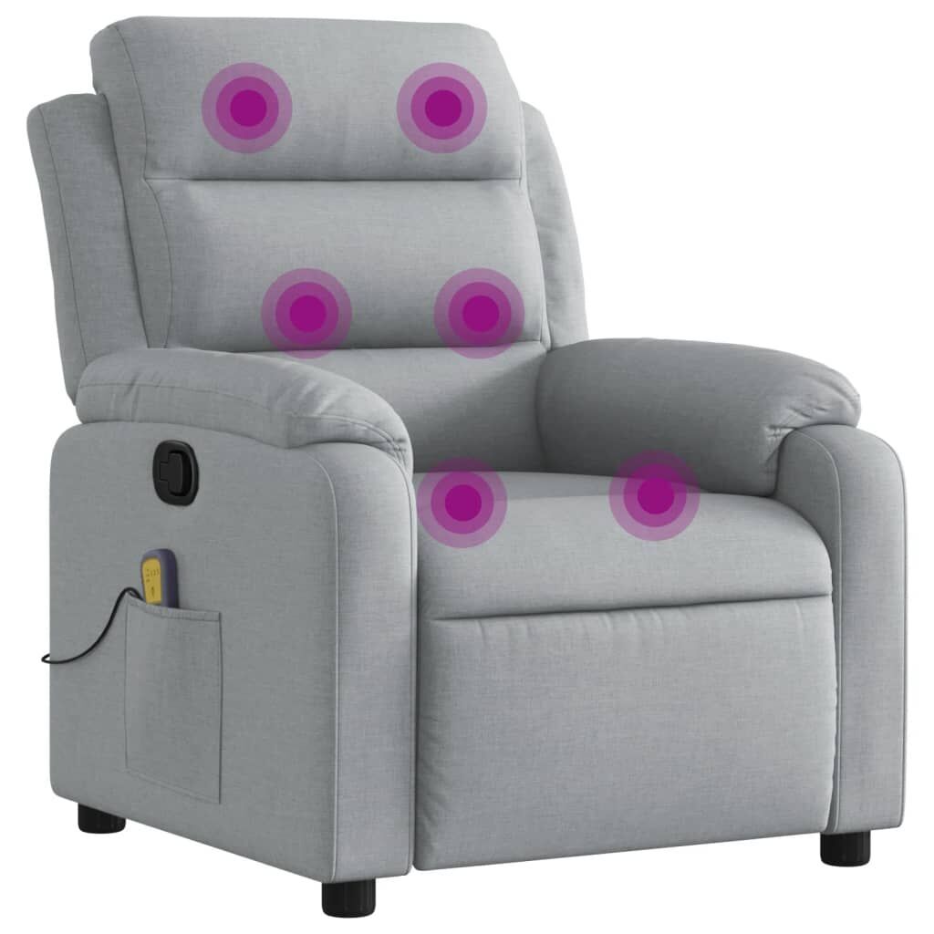 Massage Recliner Chair Light Grey Fabric Massage Recliner Chair Light Grey Fabric