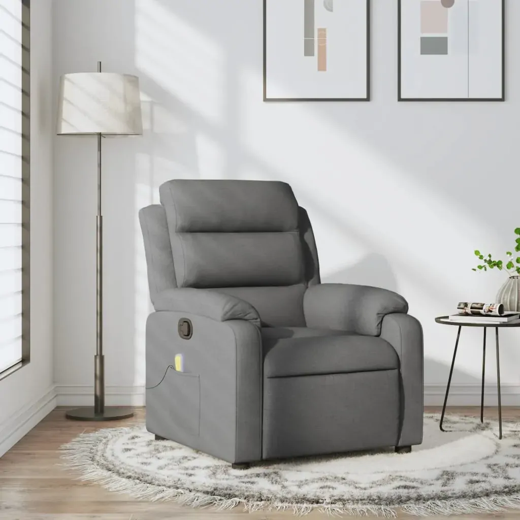 Massage Recliner Chair Dark Grey Fabric Massage Recliner Chair Dark Grey Fabric