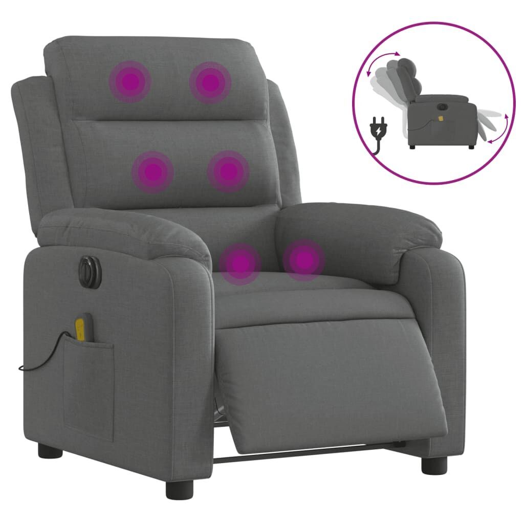 Electric Massage Recliner Chair Dark Grey Fabric Electric Massage Recliner Chair Dark Grey Fabric