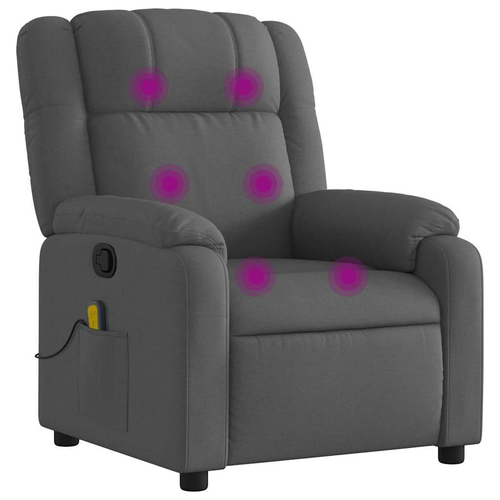 Massage Recliner Chair Dark Grey Fabric Massage Recliner Chair Dark Grey Fabric