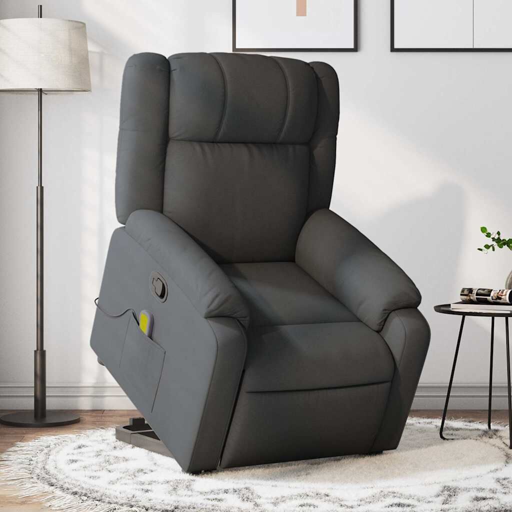 Stand up Massage Recliner Chair Dark Grey Fabric Stand up Massage Recliner Chair Dark Grey Fabric
