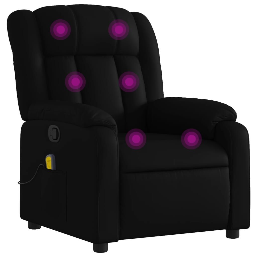 Massage Recliner Chair Black Faux Leather Massage Recliner Chair Black Faux Leather