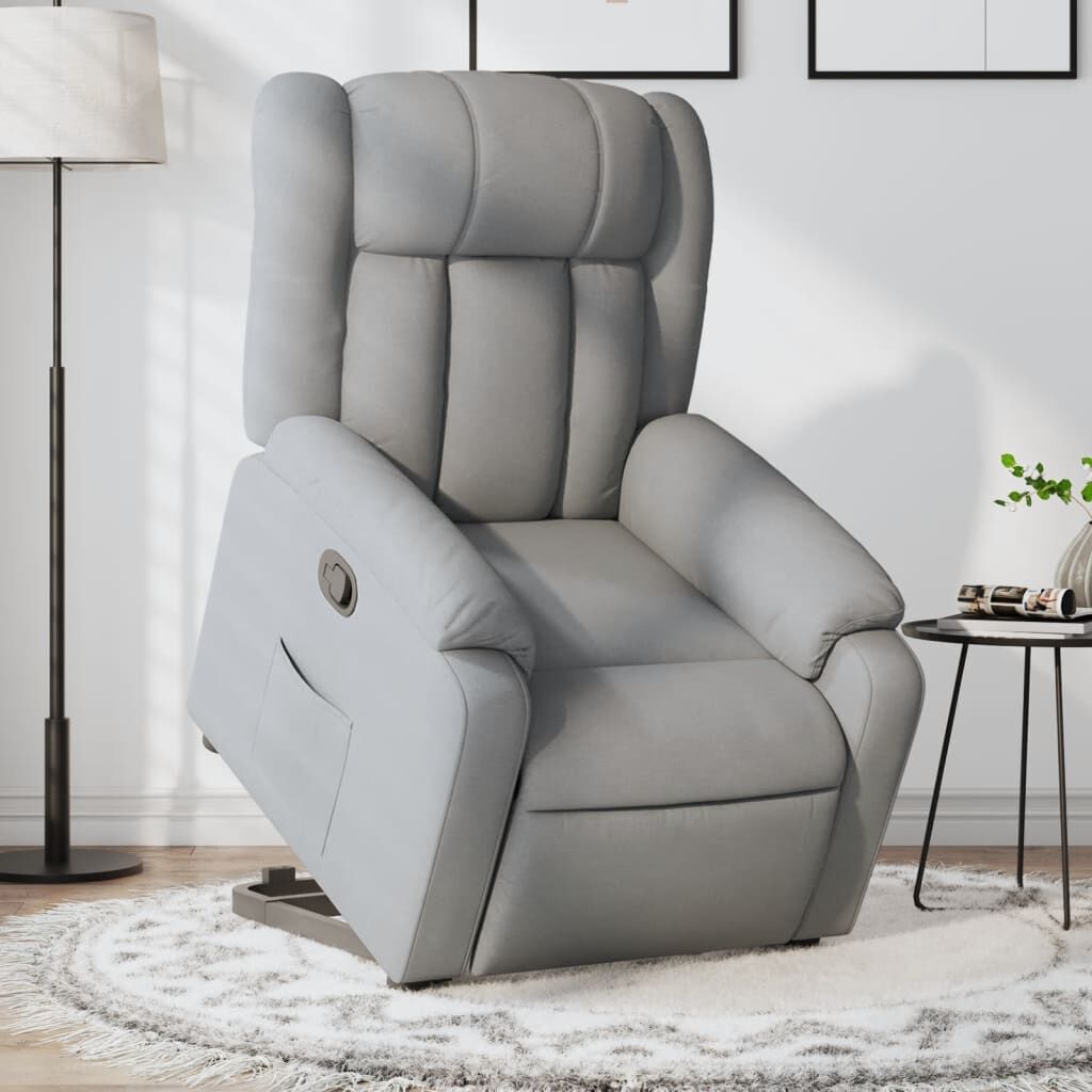 Stand up Massage Recliner Chair Light Grey Fabric Stand up Massage Recliner Chair Light Grey Fabric