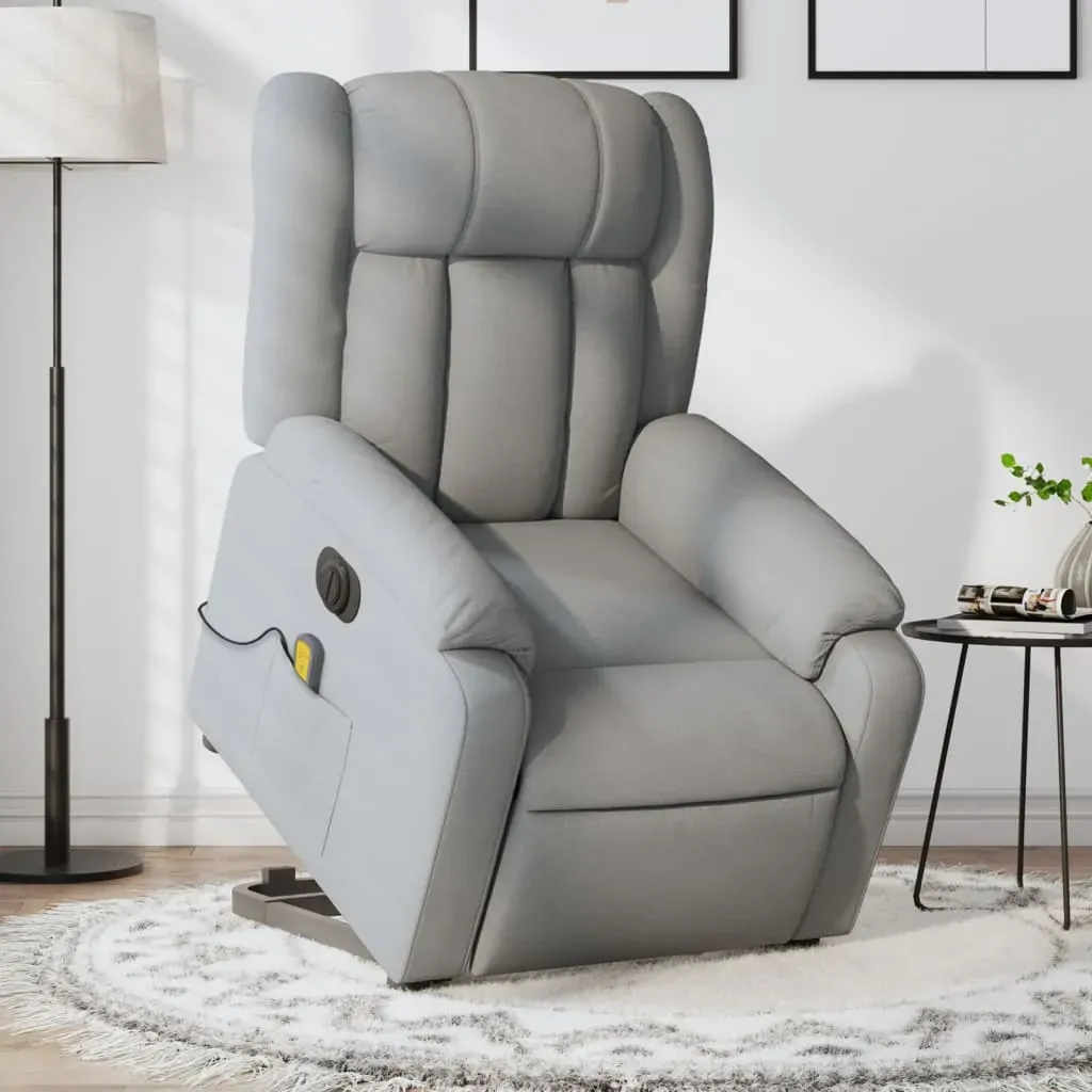 Electric Stand up Massage Recliner Chair Light Grey Fabric Electric Stand up Massage Recliner Chair Light Grey Fabric