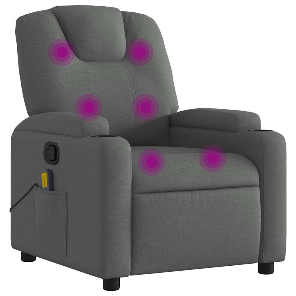 Massage Recliner Chair Dark Grey Fabric Massage Recliner Chair Dark Grey Fabric
