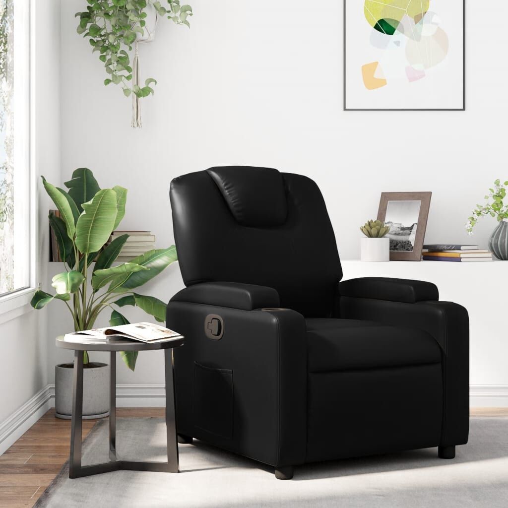 Recliner Chair Black Faux Leather Recliner Chair Black Faux Leather