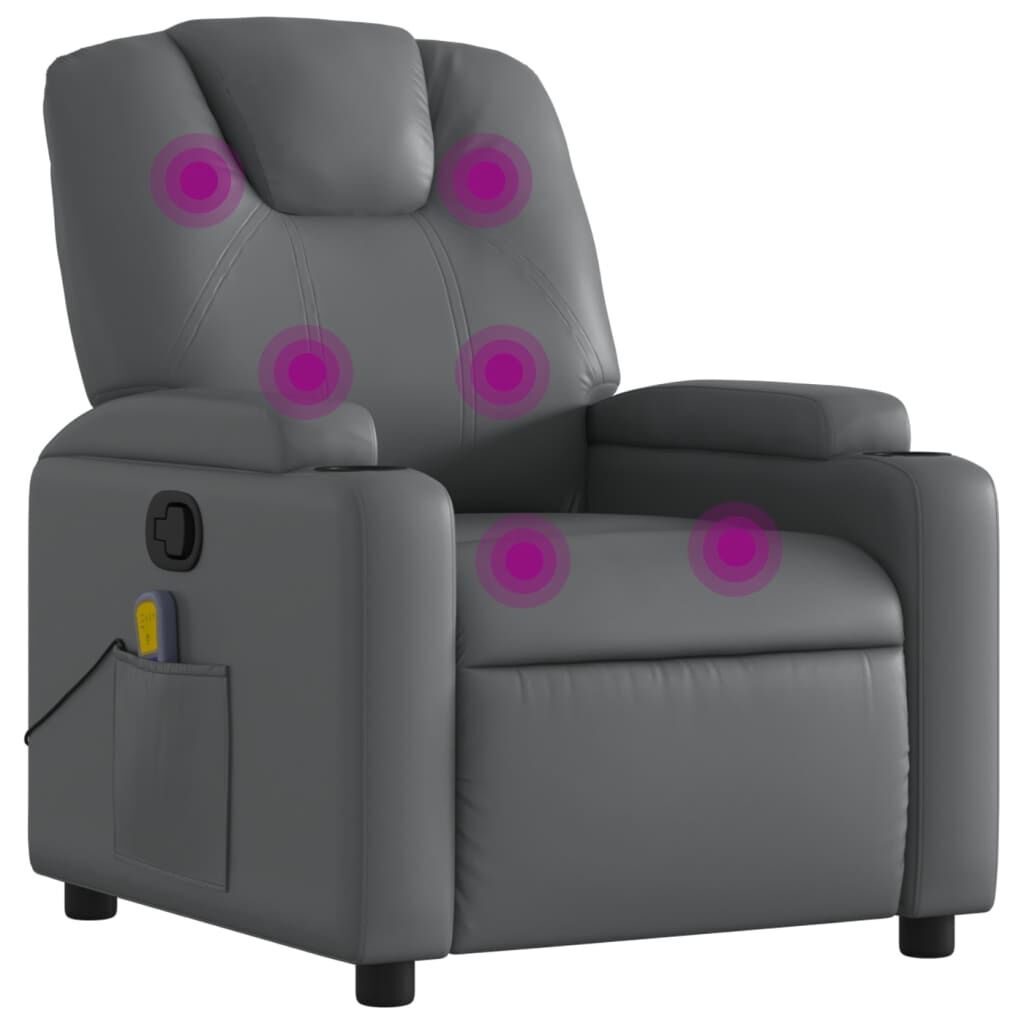 Massage Recliner Chair Grey Faux Leather Massage Recliner Chair Grey Faux Leather