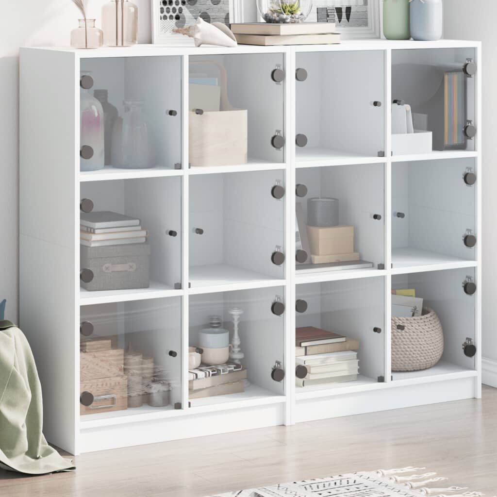 Bookcase with Doors White 136x37x109 cm Engineered Wood Bookcase with Doors White 136x37x109 cm Engineered Wood