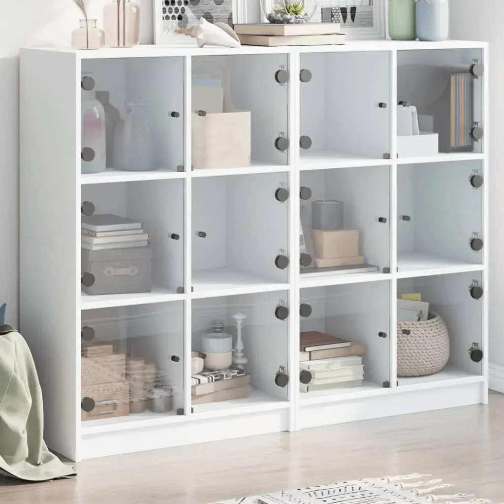 Bookcase with Doors White 136x37x109 cm Engineered Wood Bookcase with Doors White 136x37x109 cm Engineered Wood