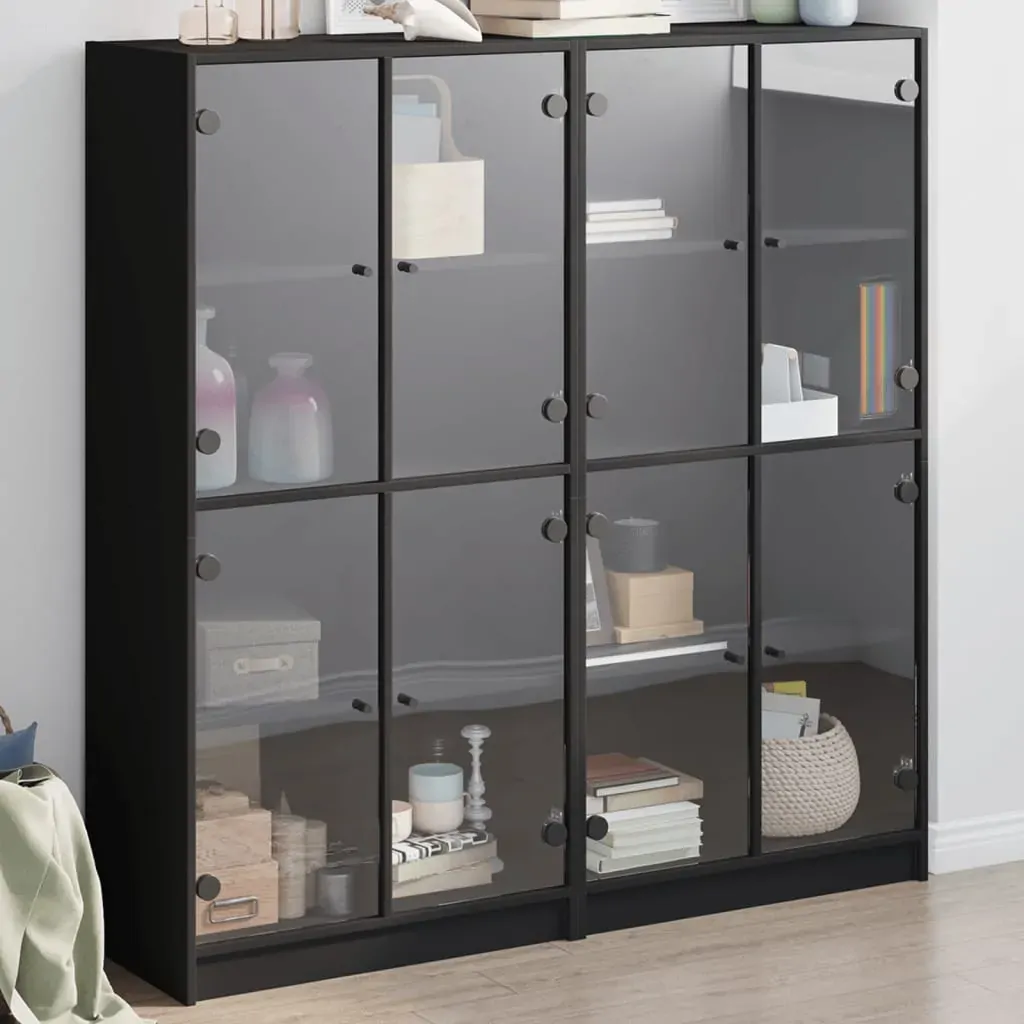 Bookcase with Doors Black 136x37x142 cm Engineered Wood Bookcase with Doors Black 136x37x142 cm Engineered Wood