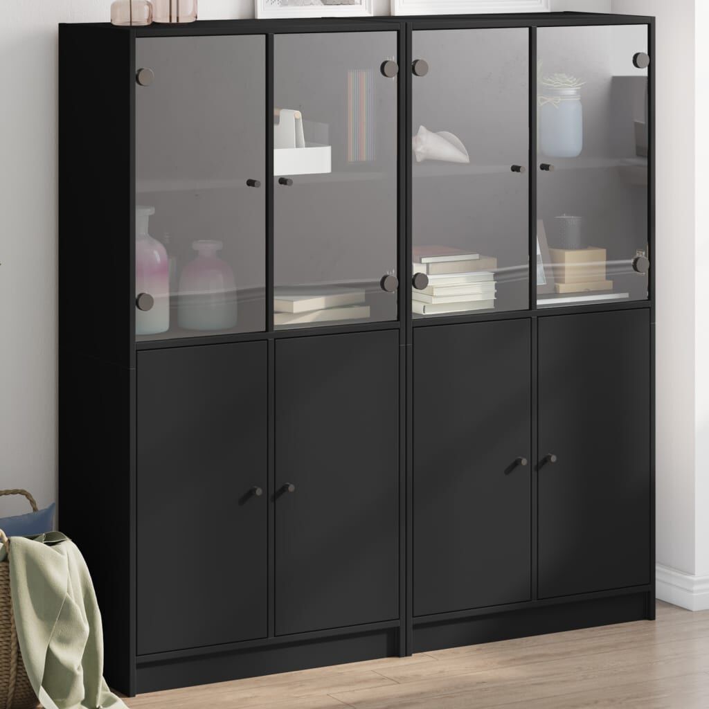 Bookcase with Doors Black 136x37x142 cm Engineered Wood Bookcase with Doors Black 136x37x142 cm Engineered Wood