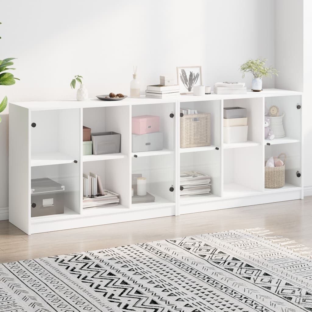 Bookcase with Doors White 204x37x75 cm Engineered Wood Bookcase with Doors White 204x37x75 cm Engineered Wood